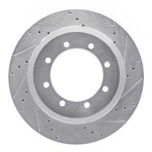 Ford F-350 Super Duty Brake Rotor (1) - Rear Right - R1 Concepts - Drilled & Slotted - Silver - `11-`22